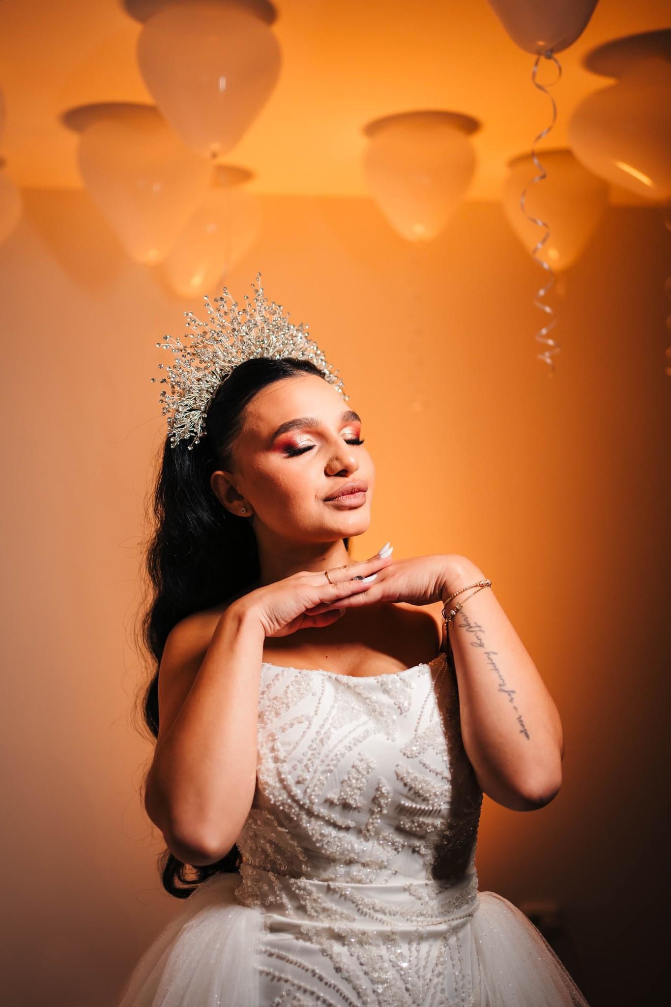 Gorgeous Embroidered Bridal Gown with Sparkling Glitter Train
