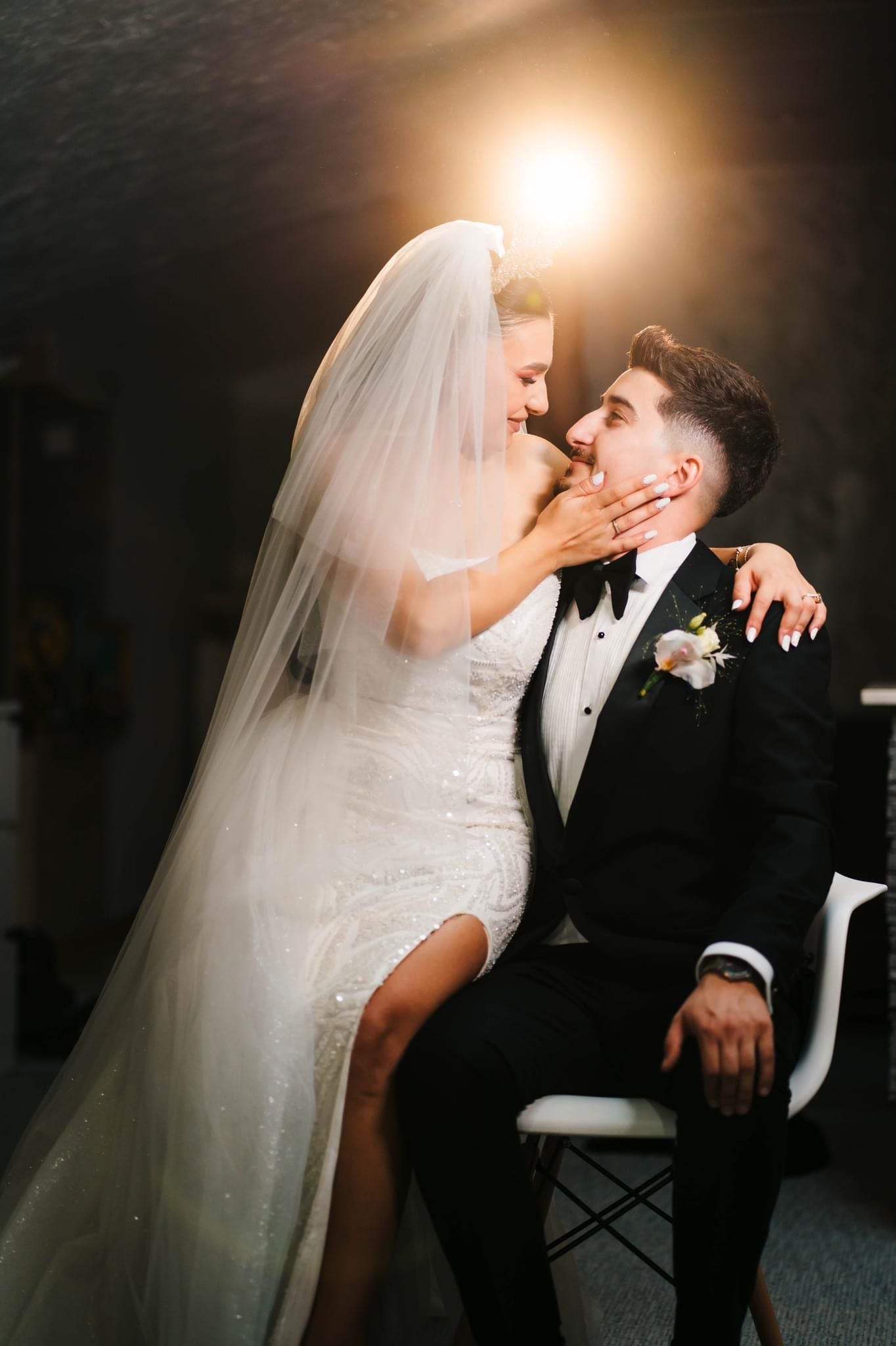 Gorgeous Embroidered Bridal Gown with Sparkling Glitter Train