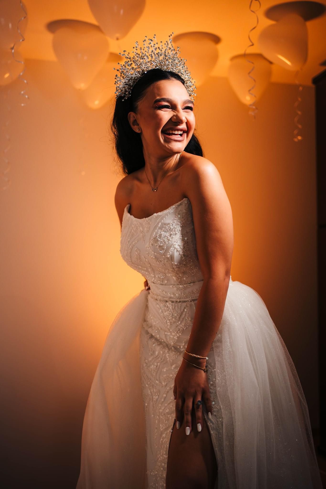 Gorgeous Embroidered Bridal Gown with Sparkling Glitter Train