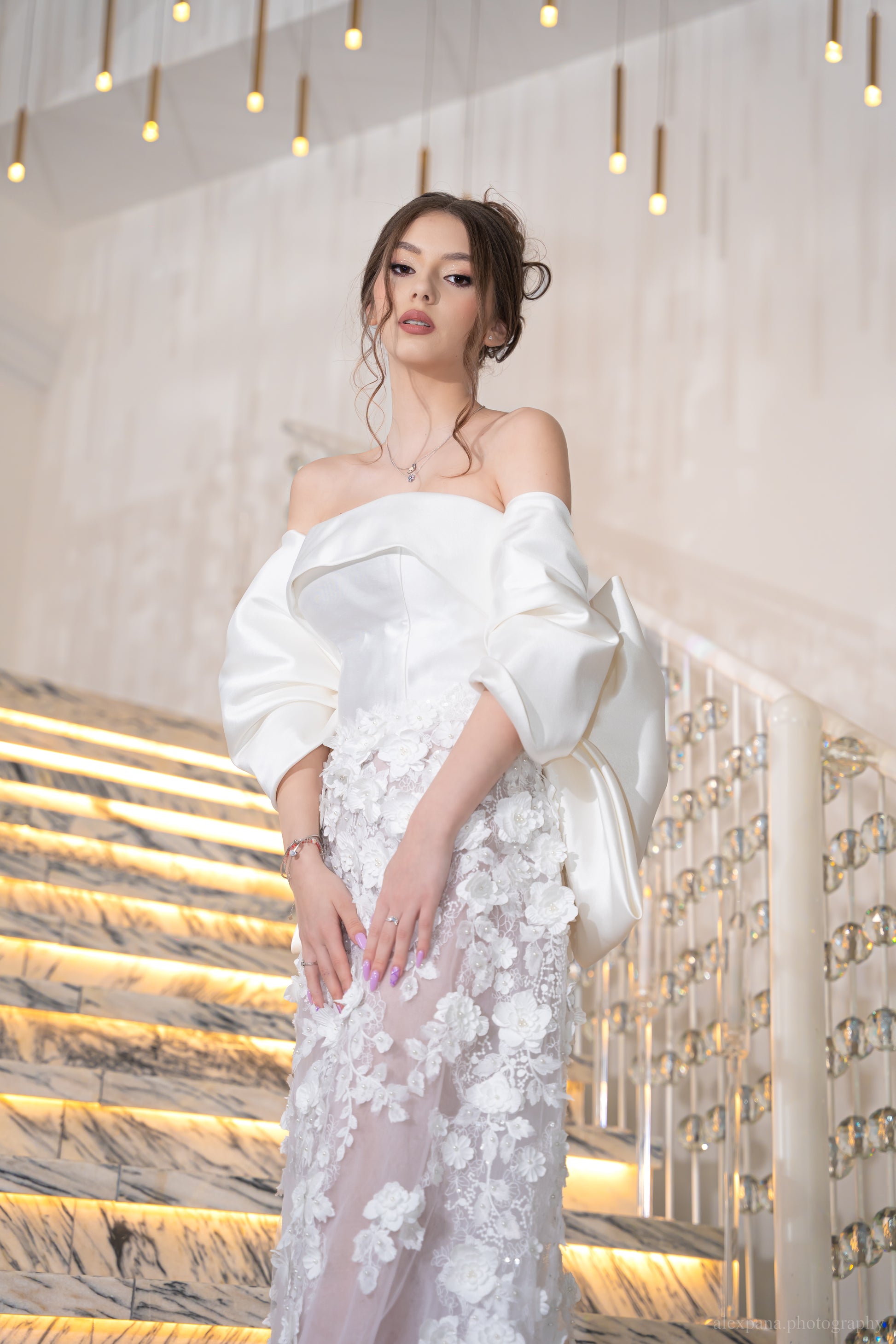 Siren Bridal Gown with Versatile Bow Cape & Thousands of Handcrafted Flowers