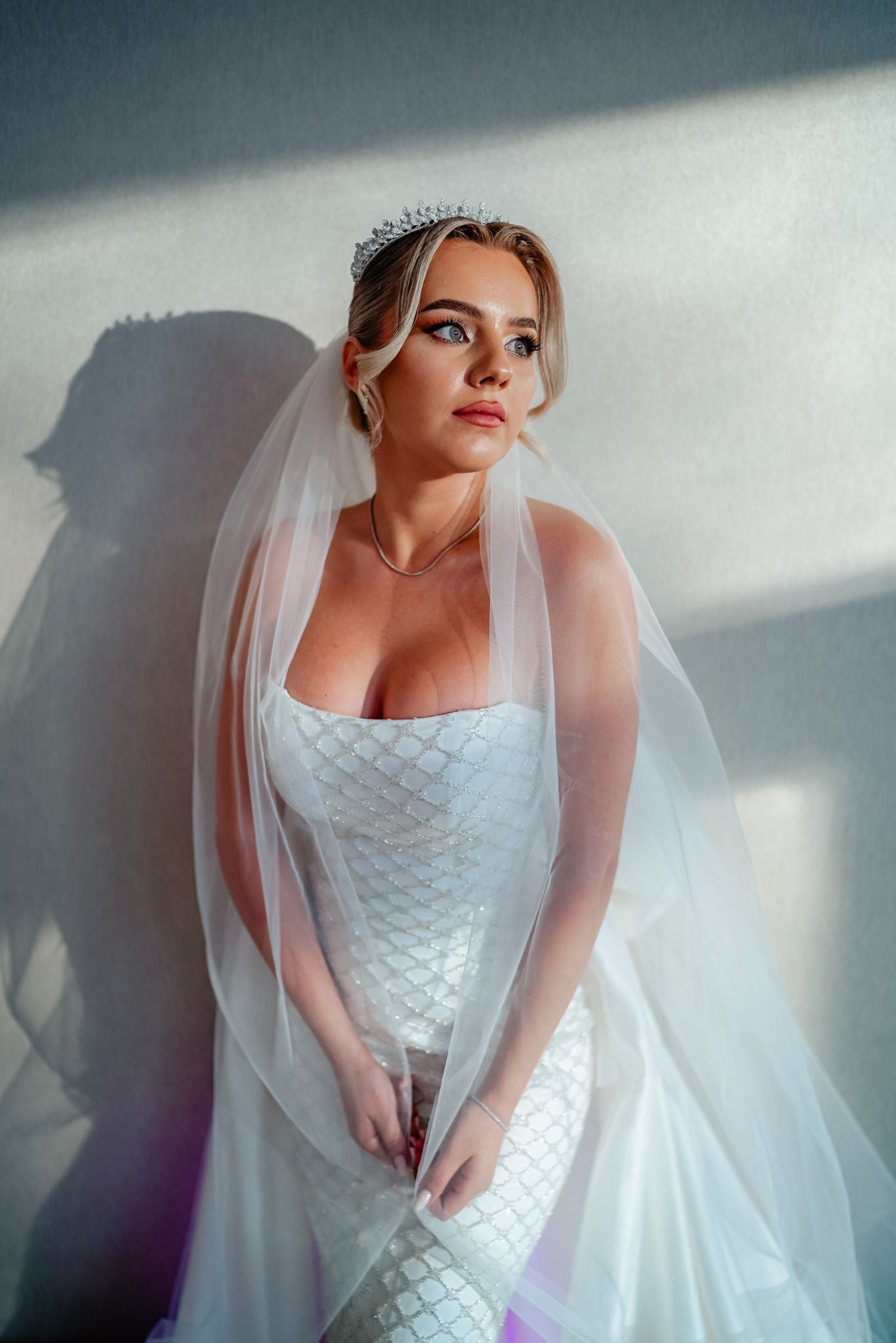 Exquisite Hand-Embroidered Bridal Gown with Detachable Train & Statement Bow